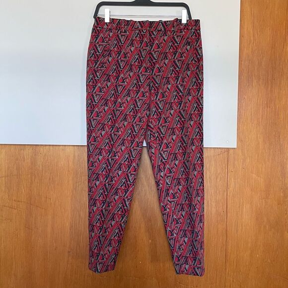 Louis Vuitton Red Multi Jacquard Logo Mid-Rise Straight Leg Pants SZ 40 Womens - Picture 2 of 16